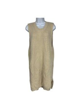 Taylor & Sage Womens Beige Sleeveless Knit Sweater Dress Medium Side Zipper